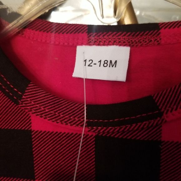 Girls Buffalo Plaid Black & Red Long Sleeve Floral Embroidered Tutu Dress NWT - Picture 6 of 12